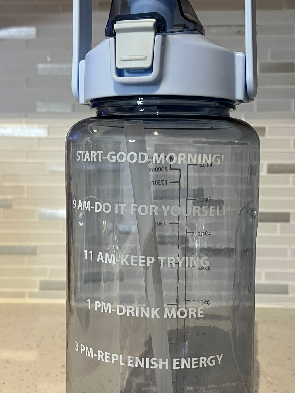 blue 64 oz. sports water bottle